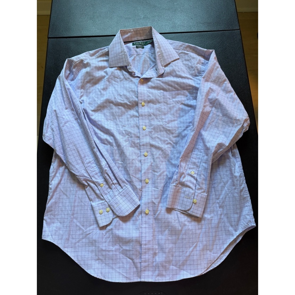 Lauren Ralph Lauren Mens 17.5 34/35 Classic Fit Non Iron Check Dress Shirt